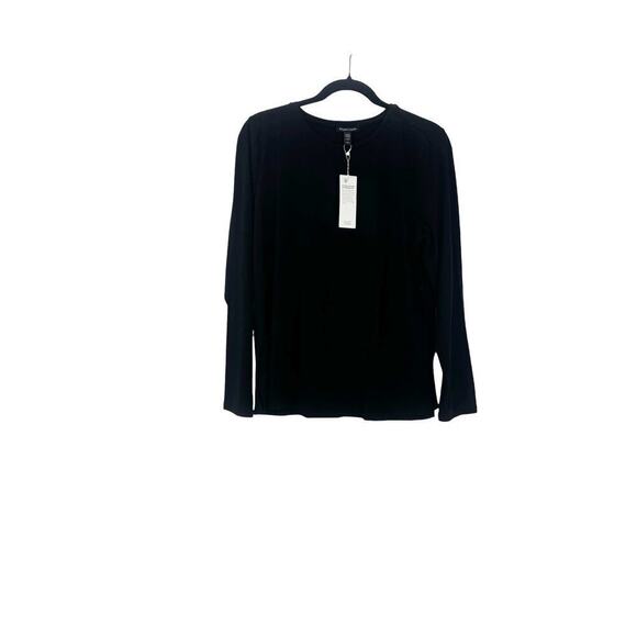 Eileen Fisher Stretch Jersey Knit Crew Neck Top Long Sleeve Black Size M NWT - Picture 2 of 11